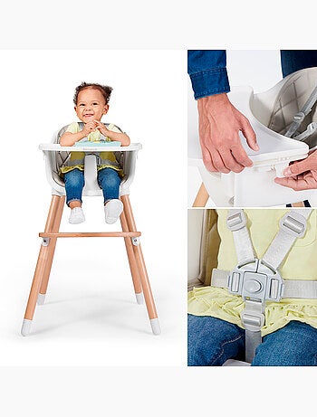 Chaise haute Kinderkraft SIENNA 2 en 1 avec plateau amovible, harnais 5 points et repose-pieds