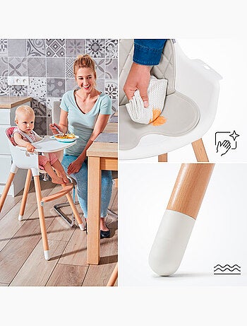 Chaise haute Kinderkraft SIENNA 2 en 1 avec plateau amovible, harnais 5 points et repose-pieds