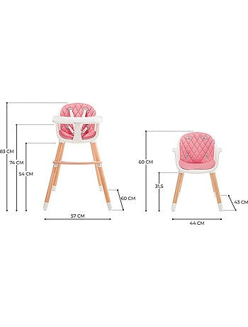 Chaise haute Kinderkraft SIENNA 2 en 1 avec plateau amovible, harnais 5 points et repose-pieds