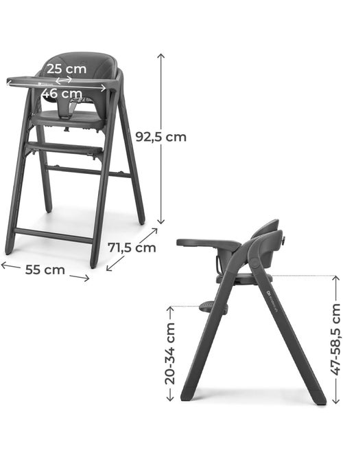 Chaise haute Kinderkraft TINO 3-en-1 évolutive 110 kg plateau amov. 2 pos pliage rap. - Kiabi
