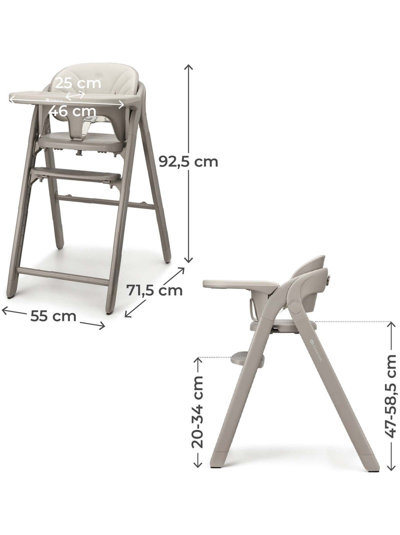 Chaise haute Kinderkraft TINO 3-en-1 évolutive 110 kg pliable sans outil harnais 5 pts réglage Beige - Kiabi