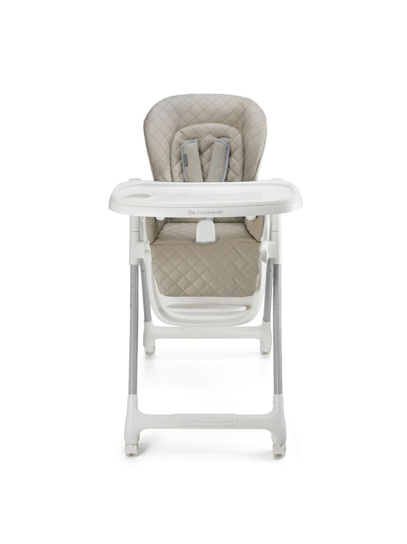 Chaise haute Kinderkraft TULO 3 en 1 avec rehausseur, dossier réglable et pliage compact Beige - Kiabi