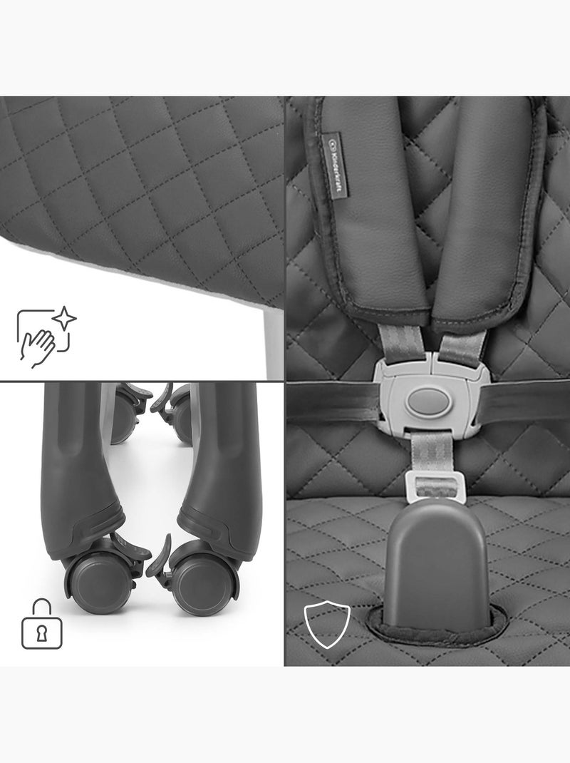 Chaise haute Kinderkraft TULO 3 en 1 avec rehausseur, dossier réglable et pliage compact Gris - Kiabi