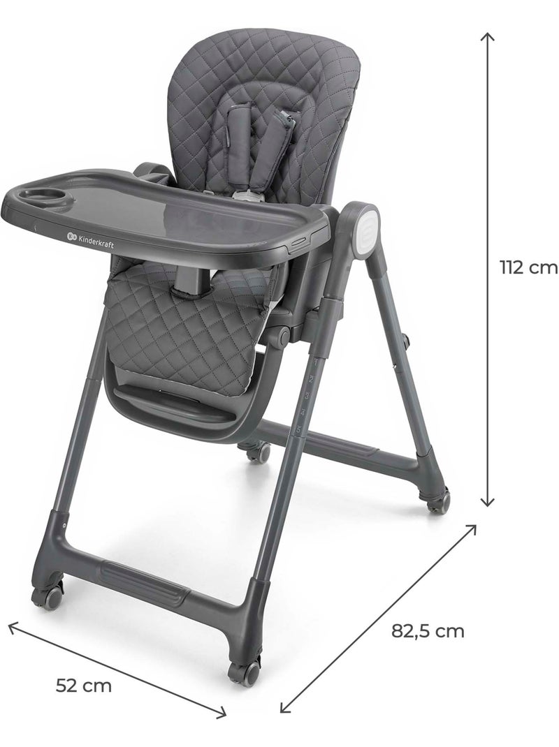 Chaise haute Kinderkraft TULO 3 en 1 avec rehausseur, dossier réglable et pliage compact Gris - Kiabi