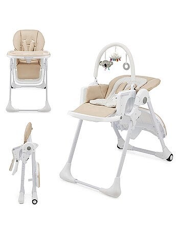 Chaise Haute Kinderkraft TUMMIE 2 en 1 avec Fonction Transat, 7 Hauteurs et Double Plateau