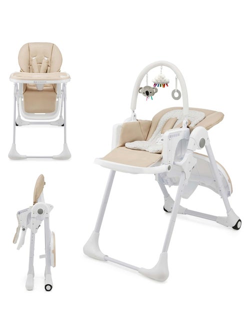 Chaise Haute Kinderkraft TUMMIE 2 en 1 avec Fonction Transat, 7 Hauteurs et Double Plateau - Kiabi