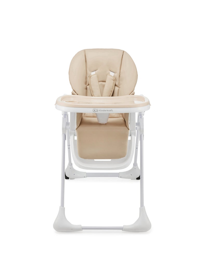 Chaise Haute Kinderkraft TUMMIE 2 en 1 avec Fonction Transat, 7 Hauteurs et Double Plateau Beige - Kiabi