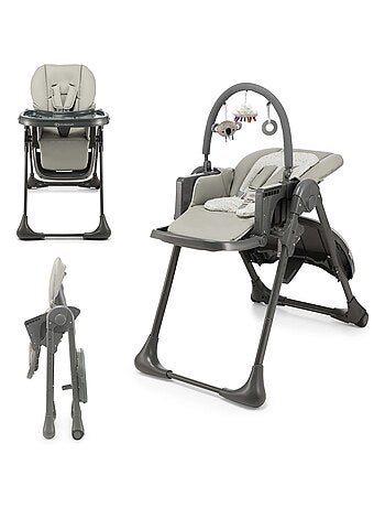 Chaise Haute Kinderkraft TUMMIE 2 en 1 avec Fonction Transat, 7 Hauteurs et Double Plateau
