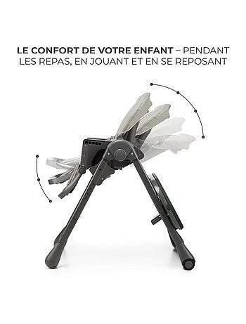 Chaise Haute Kinderkraft TUMMIE 2 en 1 avec Fonction Transat, 7 Hauteurs et Double Plateau