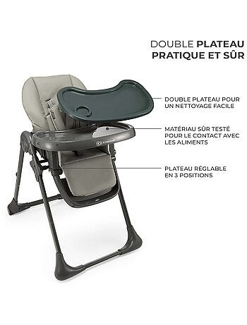 Chaise Haute Kinderkraft TUMMIE 2 en 1 avec Fonction Transat, 7 Hauteurs et Double Plateau