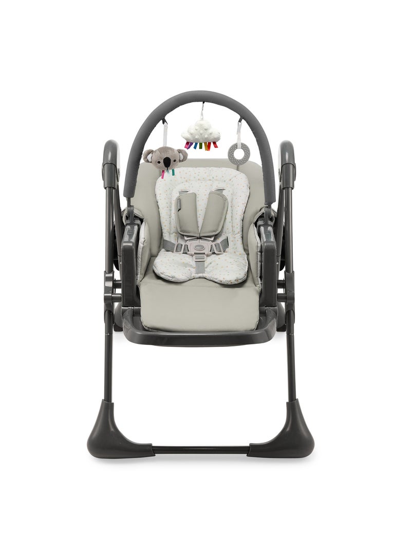 Chaise Haute Kinderkraft TUMMIE 2 en 1 avec Fonction Transat, 7 Hauteurs et Double Plateau Gris - Kiabi