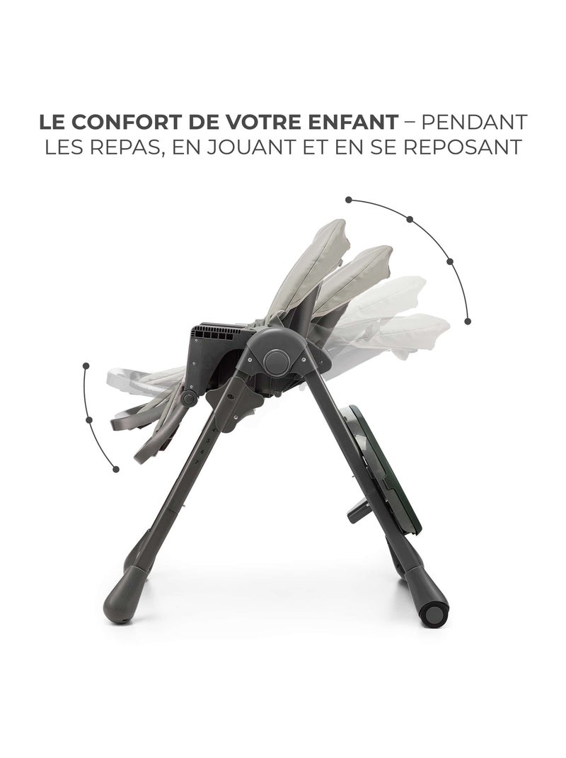 Chaise Haute Kinderkraft TUMMIE 2 en 1 avec Fonction Transat, 7 Hauteurs et Double Plateau Gris - Kiabi