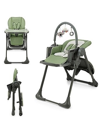 Chaise Haute Kinderkraft TUMMIE 2 en 1 avec Fonction Transat, 7 Hauteurs et Double Plateau