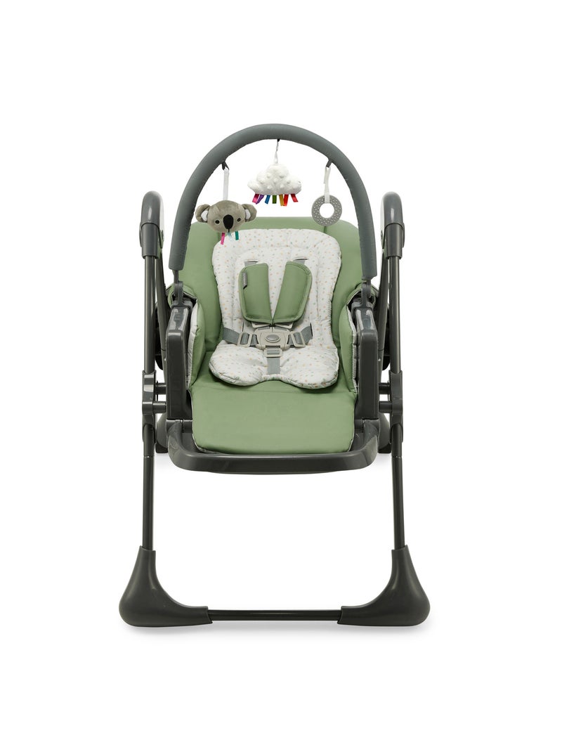 Chaise Haute Kinderkraft TUMMIE 2 en 1 avec Fonction Transat, 7 Hauteurs et Double Plateau Vert - Kiabi