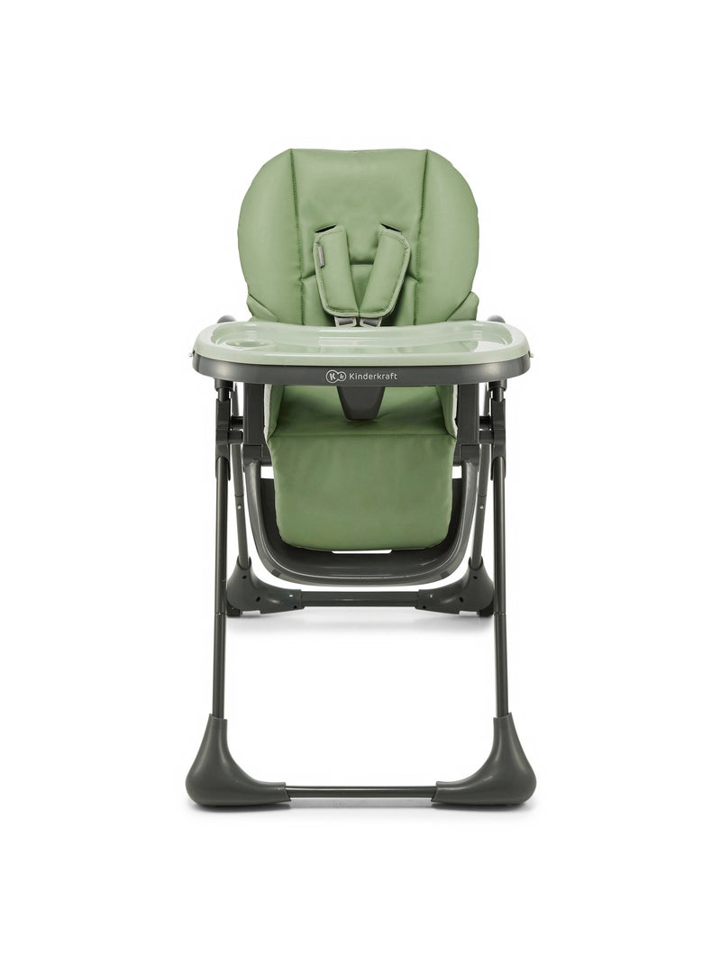 Chaise Haute Kinderkraft TUMMIE 2 en 1 avec Fonction Transat, 7 Hauteurs et Double Plateau Vert - Kiabi