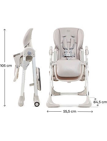 Chaise haute Kinderkraft YUMMY pliable avec dossier réglable, harnais 5 points et 7 hauteurs