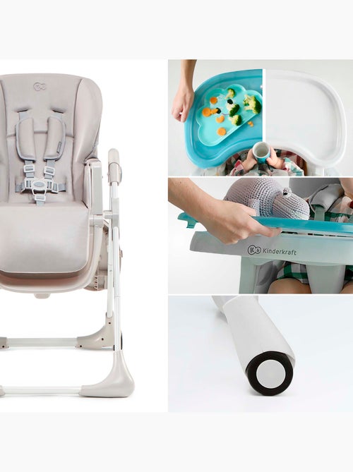 Chaise haute Kinderkraft YUMMY pliable avec dossier réglable, harnais 5 points et 7 hauteurs - Kiabi Chaise haute Kinderkraft YUMMY pliable avec dossier réglable, harnais 5 points et 7 hauteurs - Kiabi