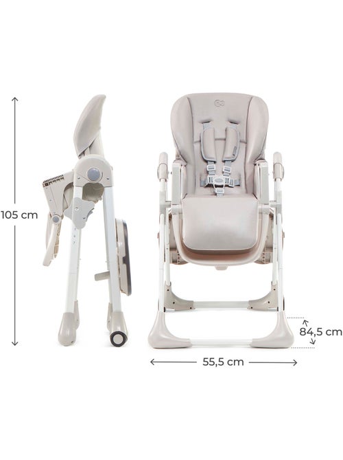 Chaise haute Kinderkraft YUMMY pliable avec dossier réglable, harnais 5 points et 7 hauteurs - Kiabi Chaise haute Kinderkraft YUMMY pliable avec dossier réglable, harnais 5 points et 7 hauteurs - Kiabi