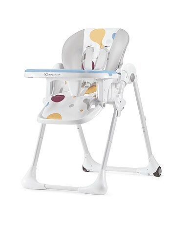 Chaise haute Kinderkraft YUMMY pliable avec dossier réglable, harnais 5 points et 7 hauteurs