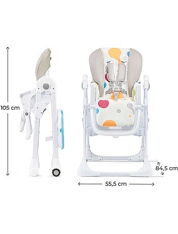 Chaise haute Kinderkraft YUMMY pliable avec dossier réglable, harnais 5 points et 7 hauteurs