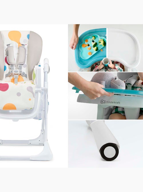 Chaise haute Kinderkraft YUMMY pliable avec dossier réglable, harnais 5 points et 7 hauteurs - Kiabi Chaise haute Kinderkraft YUMMY pliable avec dossier réglable, harnais 5 points et 7 hauteurs - Kiabi