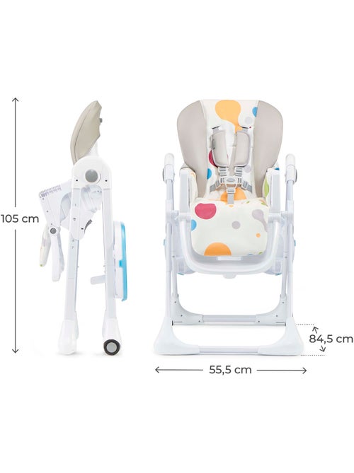 Chaise haute Kinderkraft YUMMY pliable avec dossier réglable, harnais 5 points et 7 hauteurs - Kiabi Chaise haute Kinderkraft YUMMY pliable avec dossier réglable, harnais 5 points et 7 hauteurs - Kiabi
