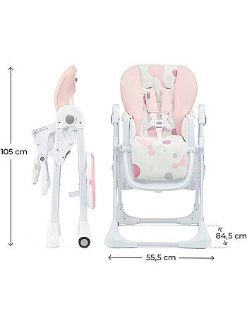 Chaise haute Kinderkraft YUMMY pliable avec dossier réglable, harnais 5 points et 7 hauteurs