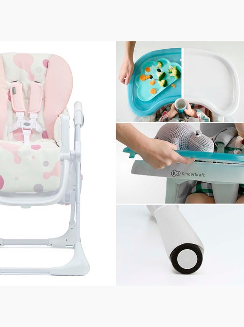 Chaise haute Kinderkraft YUMMY pliable avec dossier réglable, harnais 5 points et 7 hauteurs - Kiabi Chaise haute Kinderkraft YUMMY pliable avec dossier réglable, harnais 5 points et 7 hauteurs - Kiabi