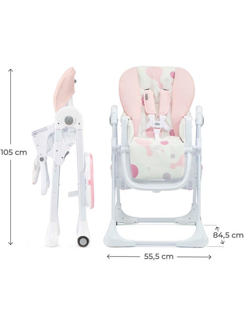 Chaise haute Kinderkraft YUMMY pliable avec dossier réglable, harnais 5 points et 7 hauteurs - Kiabi Chaise haute Kinderkraft YUMMY pliable avec dossier réglable, harnais 5 points et 7 hauteurs - Kiabi