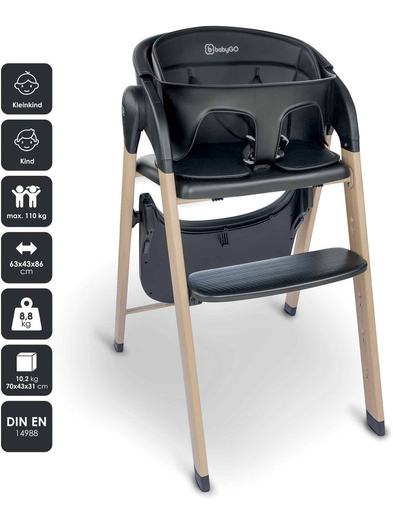 Chaise haute Levels Newborn Set avec réducteur pour nouveau-né inclus - babyGo Noir - Kiabi