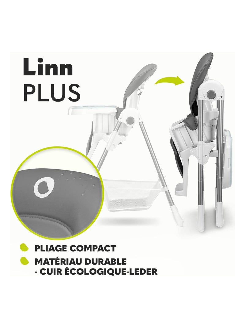 Chaise haute LIONELO Linn - Réglable hauteur - Roulettes - Panier - Pliage compact Beige - Kiabi