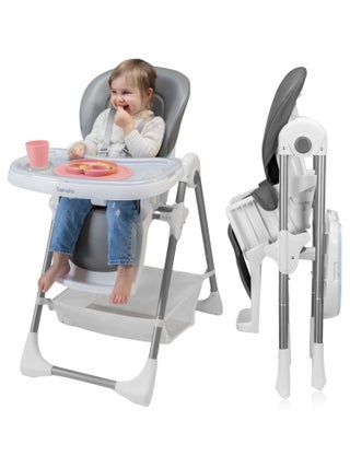 Chaise haute LIONELO Linn - Réglable hauteur - Roulettes - Panier -  Pliage compact