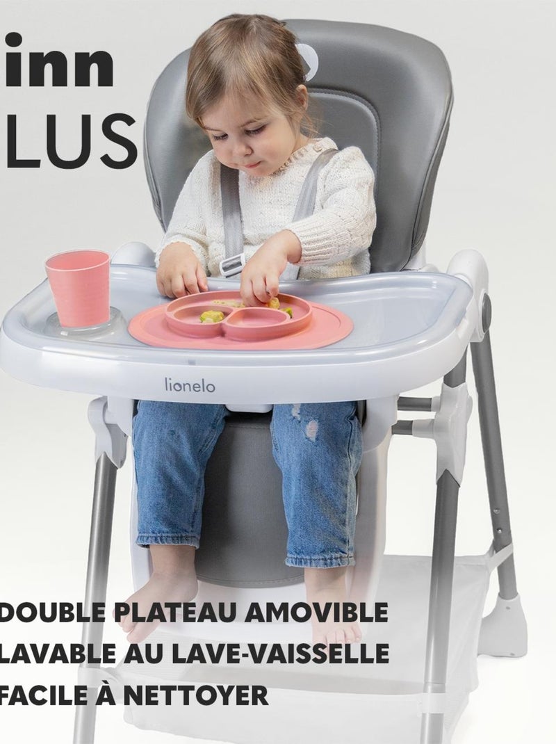 Chaise haute LIONELO Linn - Réglable hauteur - Roulettes - Panier -  Pliage compact Gris - Kiabi