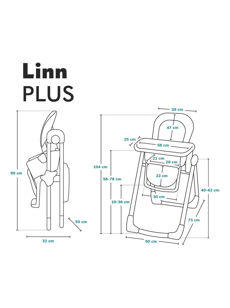 Chaise haute LIONELO Linn - Réglable hauteur - Roulettes - Panier -  Pliage compact Gris - Kiabi