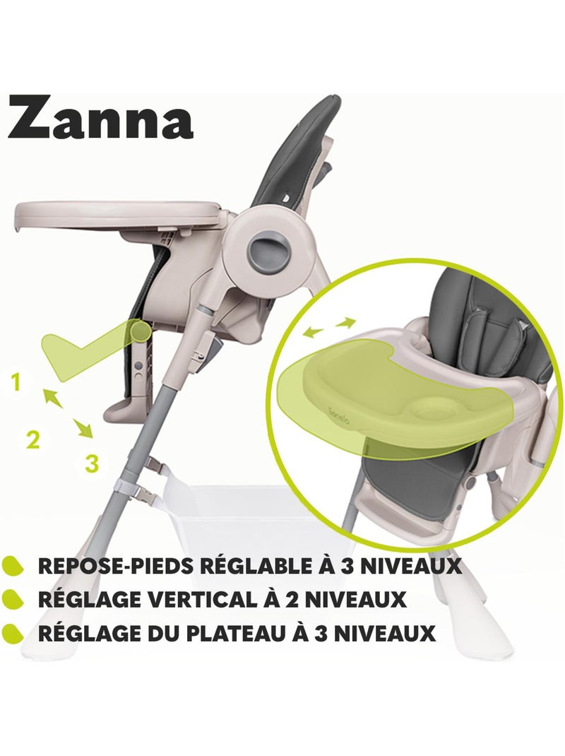 Chaise haute LIONELO Zanna - Pliable - Avec roulettes - Plateau et repose-pieds réglables Beige - Kiabi