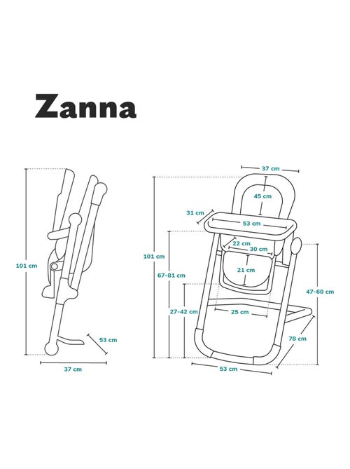 Chaise haute LIONELO Zanna - Pliable - Avec roulettes - Plateau et repose-pieds réglables - Kiabi Chaise haute LIONELO Zanna - Pliable - Avec roulettes - Plateau et repose-pieds réglables - Kiabi