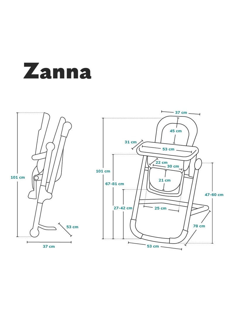 Chaise haute LIONELO Zanna - Pliable - Avec roulettes - Plateau et repose-pieds réglables Beige - Kiabi