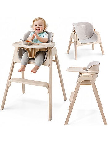 Chaise haute pliable 3 en 1 enfant convertible plateau moby-system lumo