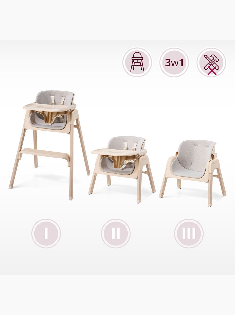 Chaise haute pliable 3 en 1 enfant convertible plateau moby-system lumo Beige - Kiabi