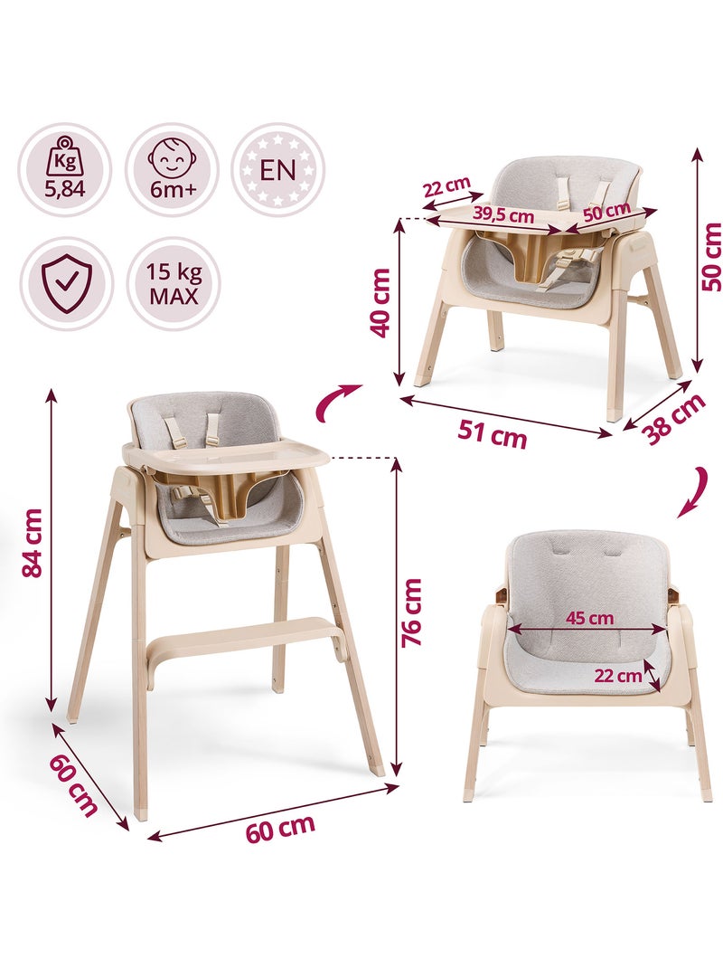 Chaise haute pliable 3 en 1 enfant convertible plateau moby-system lumo Beige - Kiabi