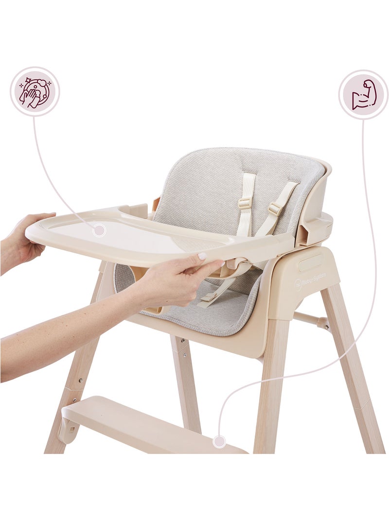 Chaise haute pliable 3 en 1 enfant convertible plateau moby-system lumo Beige - Kiabi