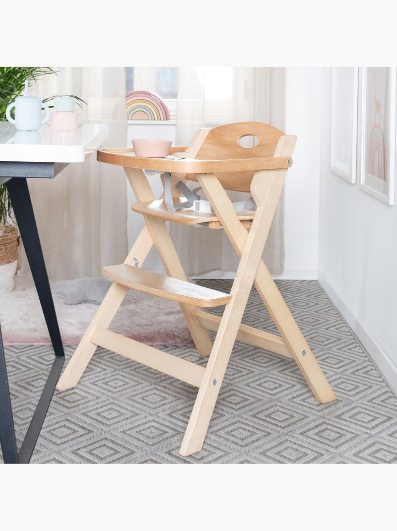 Chaise haute pliante avec plateau repas amovible 'Fold Up Smart' ROBA Bois naturel - Kiabi