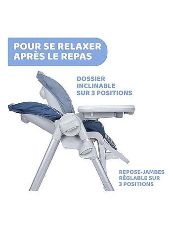 Chaise Haute Polly Easy - CHICCO - Réglable - Gris - CHICCO
