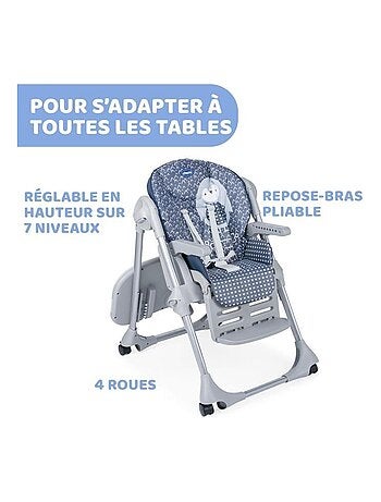 Chaise Haute Polly Easy - CHICCO - Réglable - Gris - CHICCO