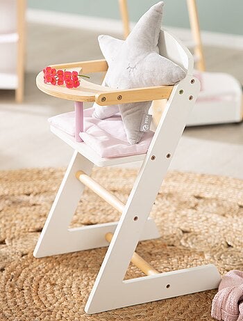 Chaise haute pour poupée en bois + coussin 'Scarlett' - ROBA