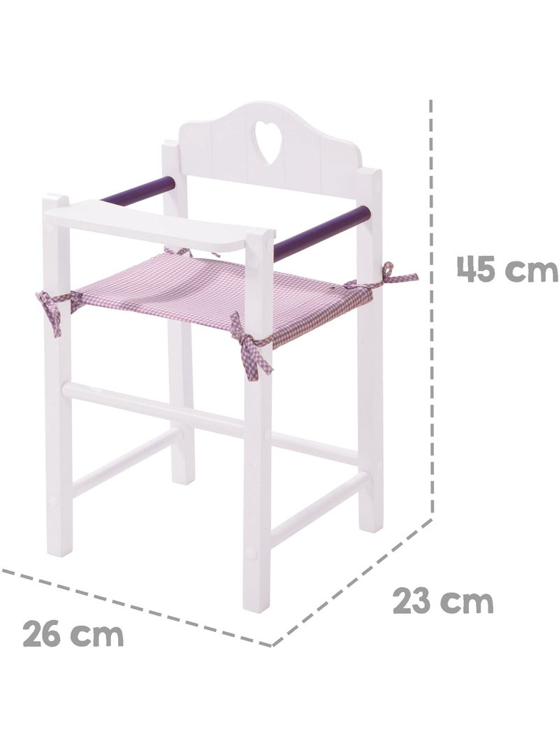 Chaise haute pour poupée en bois et tissu 'Fienchen' ROBA Blanc Violet - Kiabi