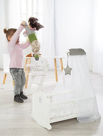 Chaise haute pour poupée en bois massif + coussin 'Stella' - ROBA