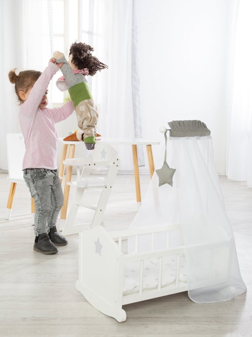 Chaise haute pour poupée en bois massif + coussin 'Stella' - ROBA - Kiabi