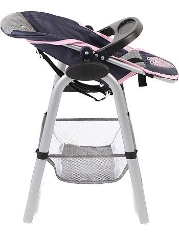 Chaise haute pour poupées, bleu foncé - anthracite - rose