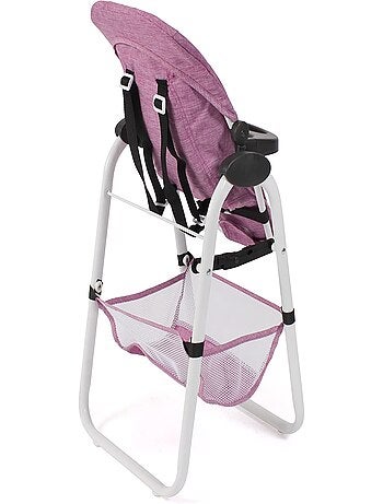 Chaise haute pour poupées jean rose